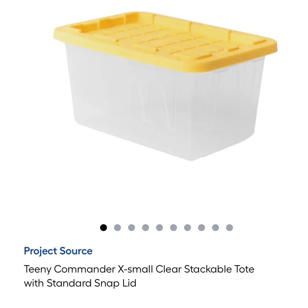 Lowe's Project Source Teeny Tote Yellow Lid Clear Mini Storage Bin Made in USA